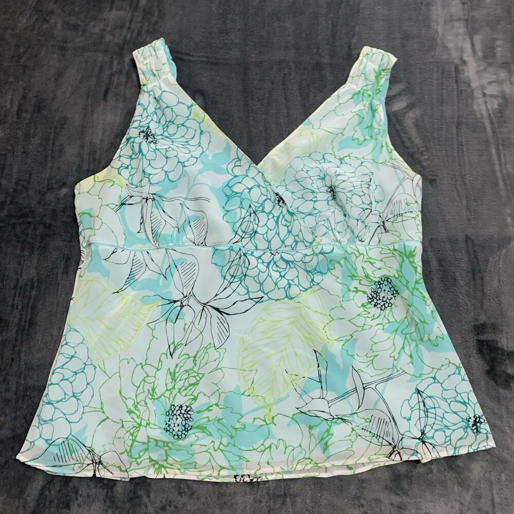 Nine & Co Y2K Babydoll Floral Tank Top So 14 Green Whimsigoth Fairy Grunge Flowy - Picture 3 of 11